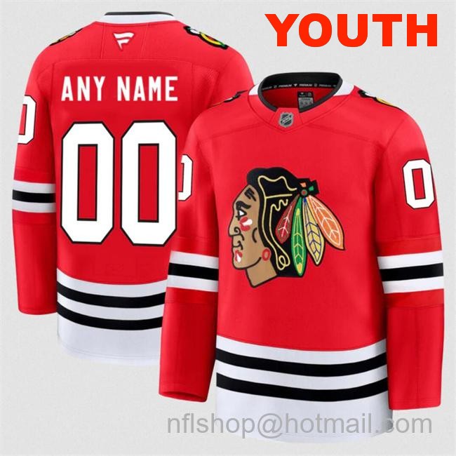 Customized Youth Chicago Blackhawks Red 2024-25 Home Stitched Hockey Jersey