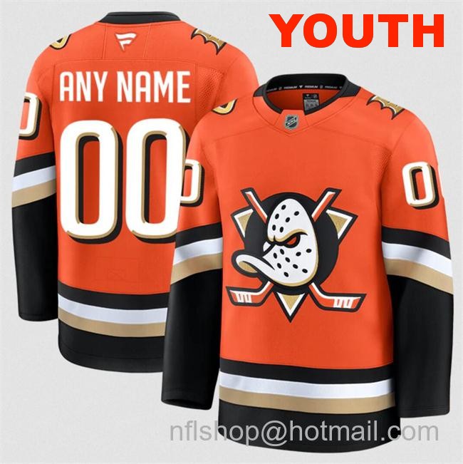 Customized Youth Anaheim Ducks Orange 2024-25 Home Stitched Hockey Jersey