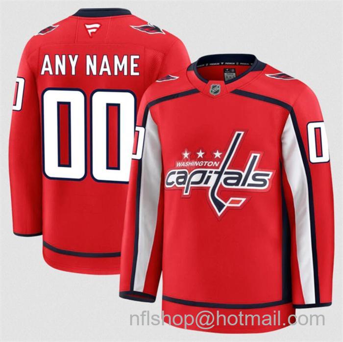 Customized Men's Washington Capitals Red 2024-25 Home Stitched Hockey Jersey