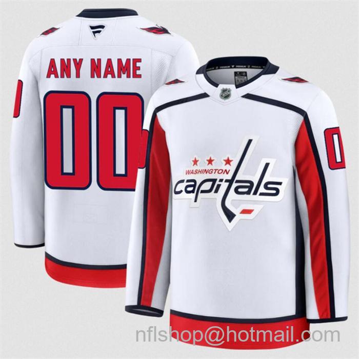 Customized Men's Washington Capitals White 2024-25 Away Stitched Hockey Jersey