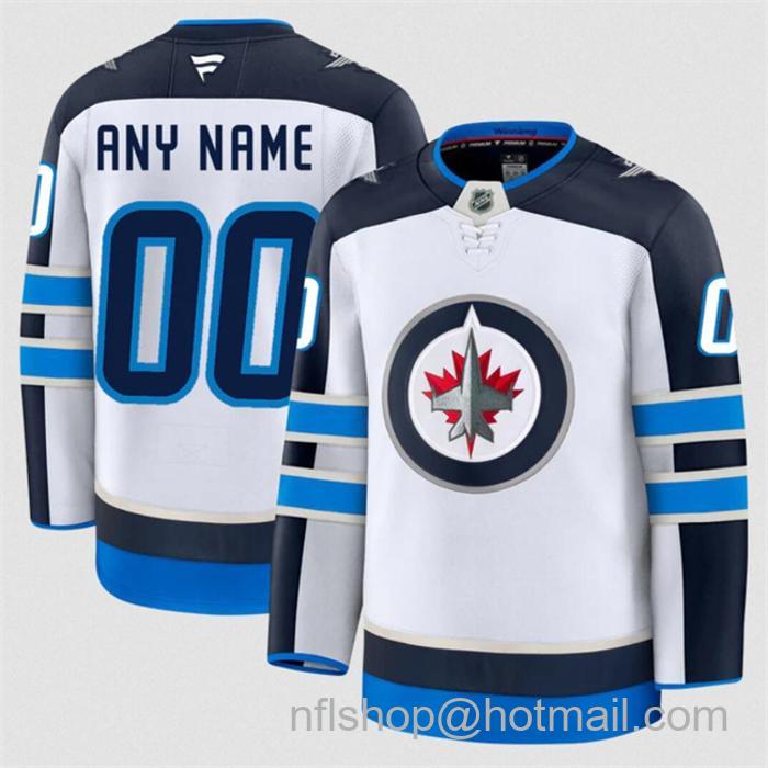 Customized Men's Winnipeg Jets White 2024-25 Away Stitched Hockey Jersey