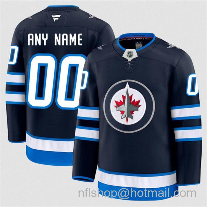 Customized Men's Winnipeg Jets Navy 2024-25 Home Stitched Hockey Jersey