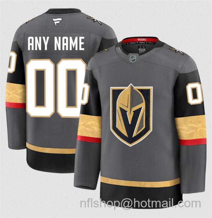 Customized Men's Vegas Golden Knights Grey 2024-25 Alternate Stitched Hockey Jersey