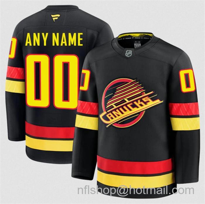 Customized Men's Vancouver Canucks Black 2024-25 Alternate Stitched Hockey Jersey