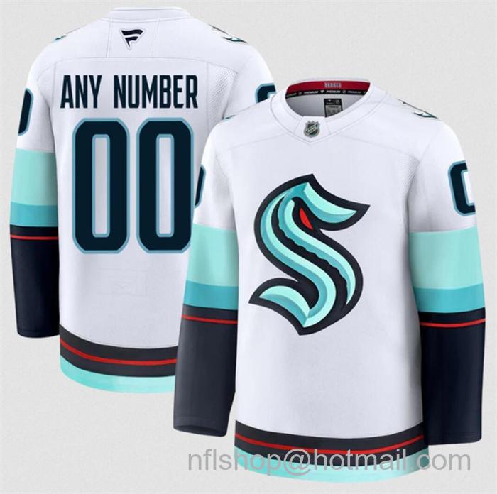 Customized Men's Seattle Kraken White 2024-25 Away Stitched Hockey Jersey