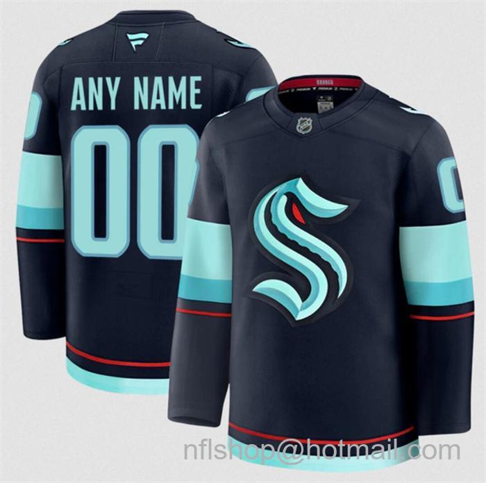Customized Men's Seattle Kraken Navy 2024-25 Home Stitched Hockey Jersey