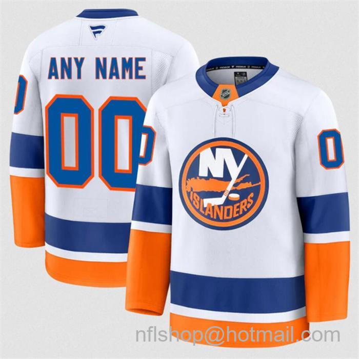 Customized Men's New York Islanders White 2024-25 Away Stitched Hockey Jersey