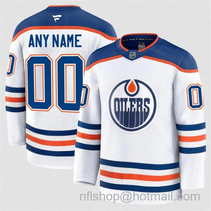 Customized Men's Edmonton Oilers White 2024-25 Away Stitched Hockey Jersey