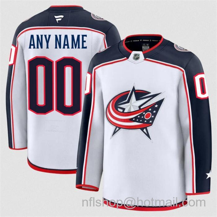 Customized Men's Columbus Blue Jackets White 2024-25 Away Stitched Hockey Jersey
