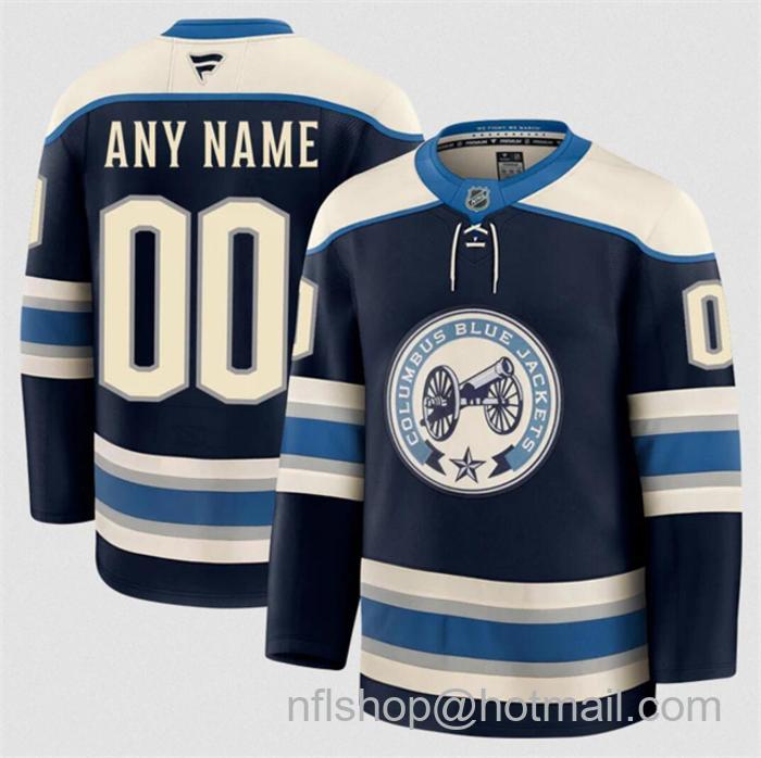 Customized Men's Columbus Blue Jackets Navy 2024-25 Alternate Stitched Hockey Jersey