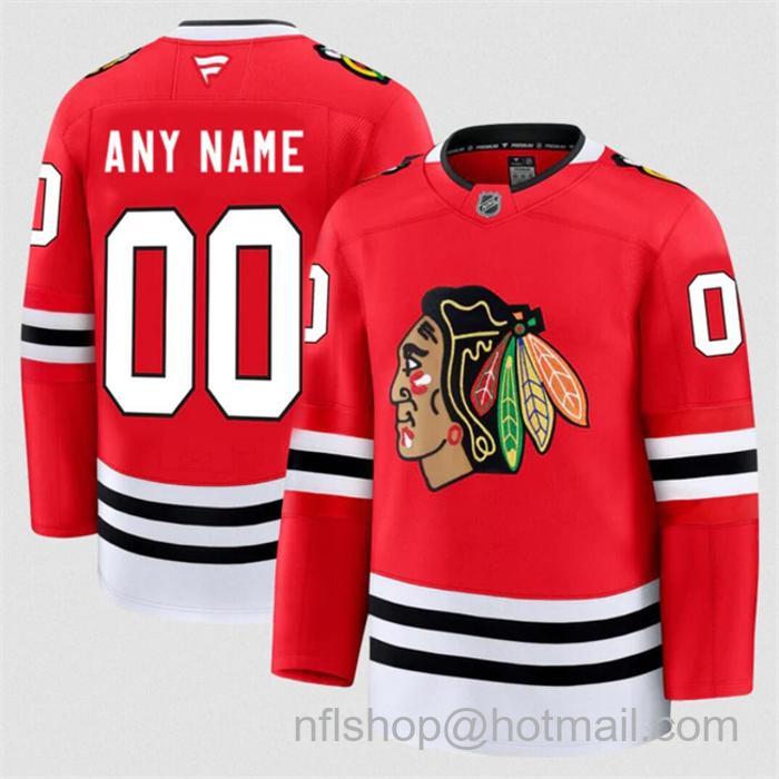 Customized Men's Chicago Blackhawks Red 2024-25 Home Stitched Hockey Jersey