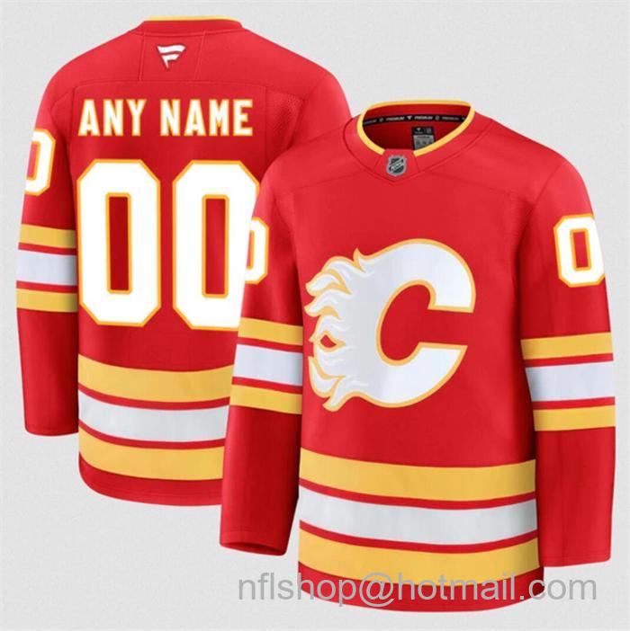 Customized Men's Calgary Flames Red 2024-25 Home Stitched Hockey Jersey