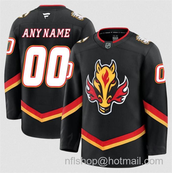 Customized Men's Calgary Flames Black 2024-25 Alternate Stitched Hockey Jersey