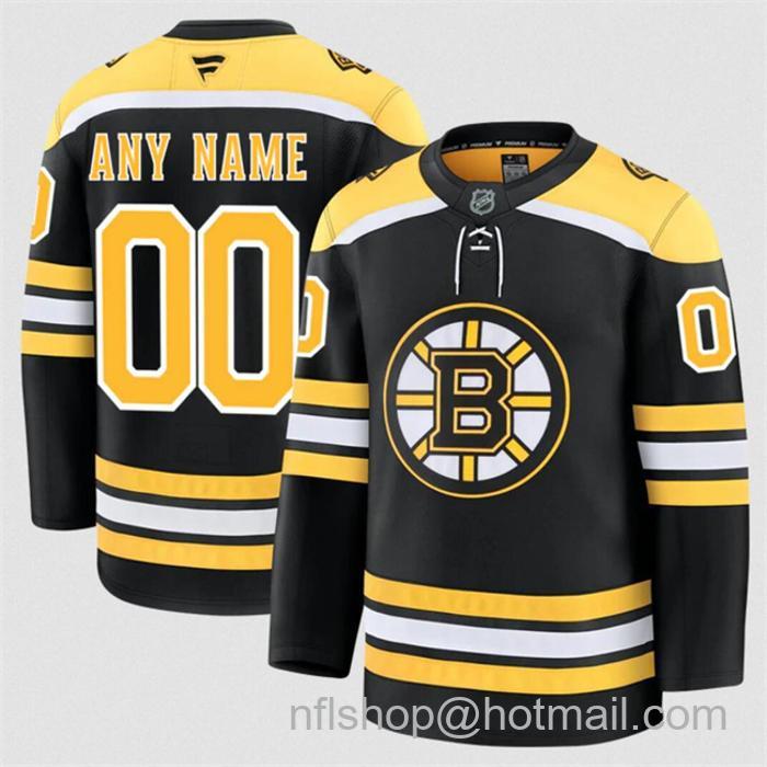 Customized Men's Boston Bruins Black 2024-25 Home Stitched Hockey Jersey