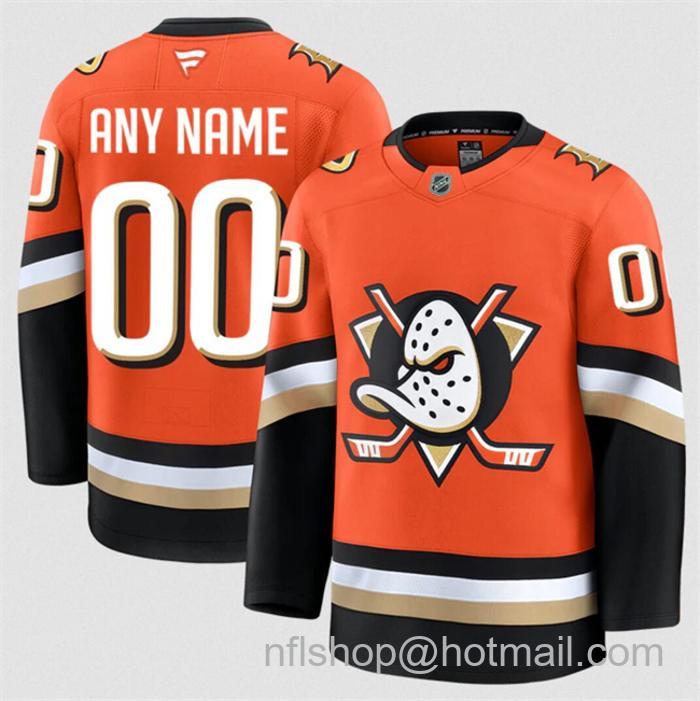 Customized Men's Anaheim Ducks Orange 2024-25 Home Stitched Hockey Jersey