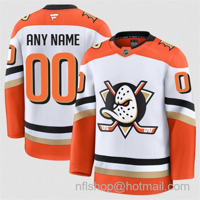 Customized Men's Anaheim Ducks White 2024-25 Away Stitched Hockey Jersey