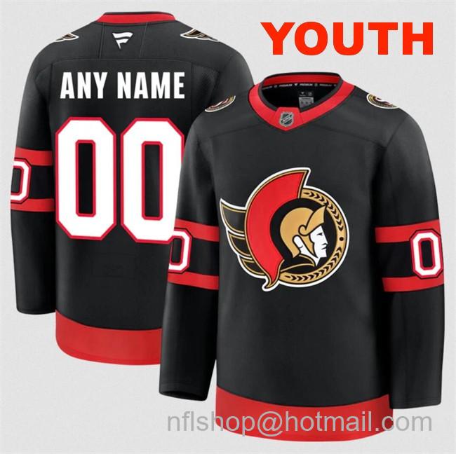 Customized Youth Ottawa Senators Black 2024-25 Home Stitched Hockey Jersey