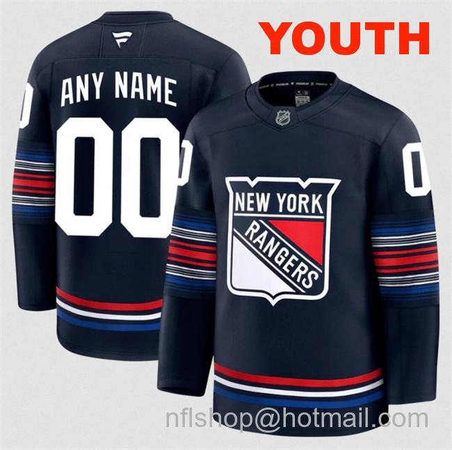 Customized Youth New York Rangers Navy 2024-25 Stitched Hockey Jersey