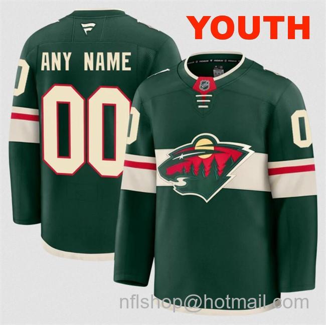 Customized Youth Minnesota Wild Green 2024-25 Home Stitched Hockey Jersey