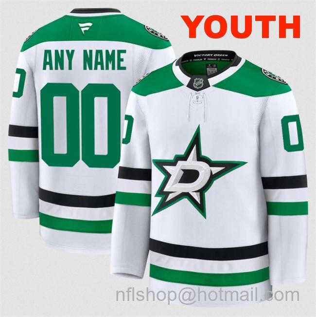 Customized Youth Dallas Stars White 2024-25 Away Stitched Hockey Jersey