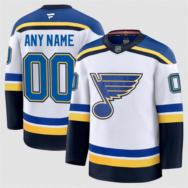 Customized Men's St. Louis Blues White 2024-25 Away Stitched Hockey Jersey