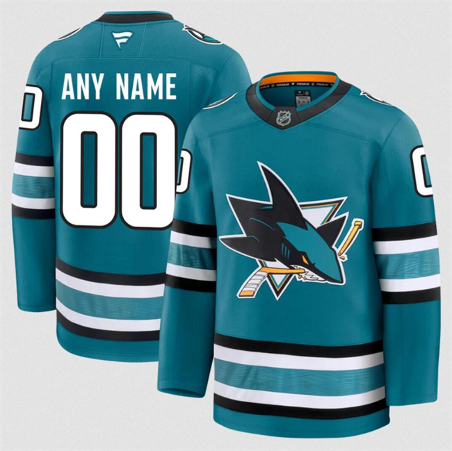 Customized Men's San Jose Sharks Teal 2024-25 Home Stitched Hockey Jersey