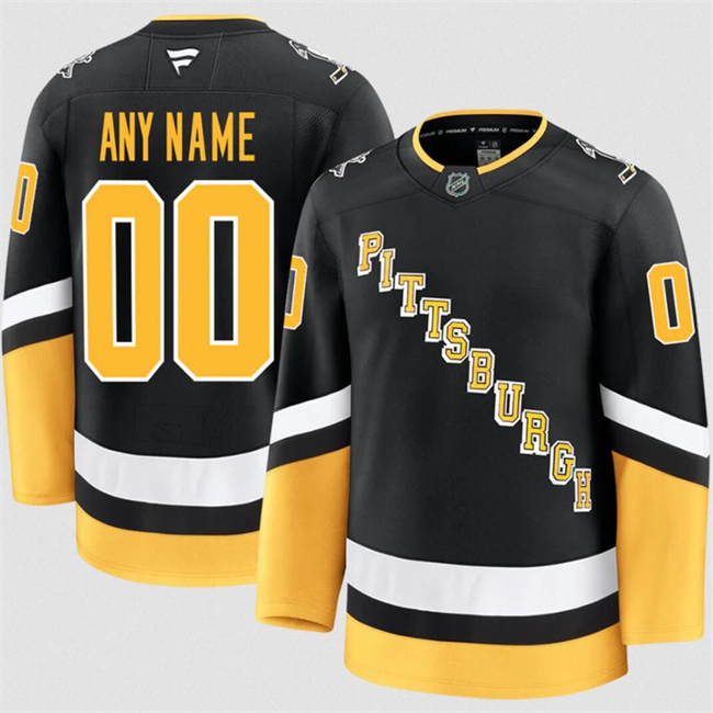 Customized Men's Pittsburgh Penguins Black 2024-25 Alternate Stitched Hockey Jersey