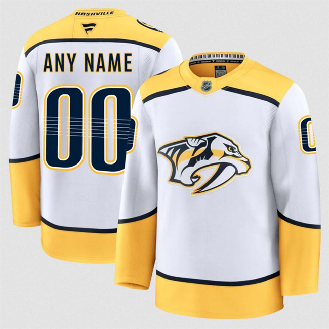 Customized Men's Nashville Predators White 2024-25 Away Stitched Hockey Jersey
