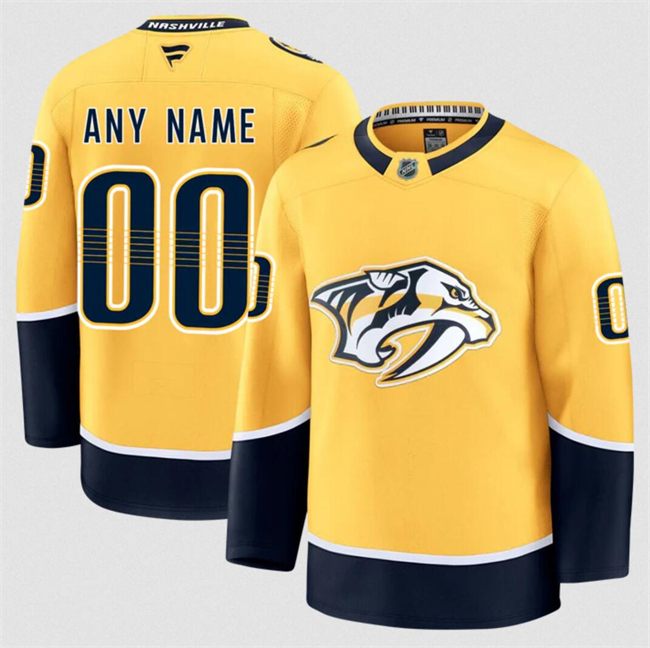 Customized Men's Nashville Predators Gold 2024-25 Home Stitched Hockey Jersey