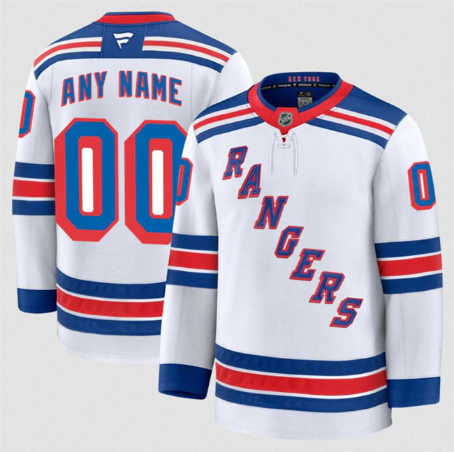 Customized Men's New York Rangers White 2024-25 Away Stitched Hockey Jersey