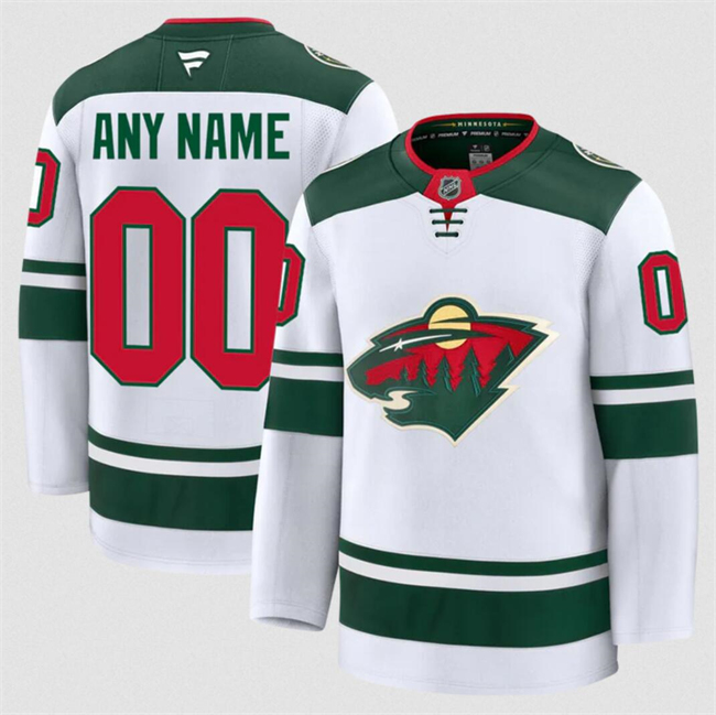 Customized Men's Minnesota Wild White 2024-25 Away Stitched Hockey Jersey