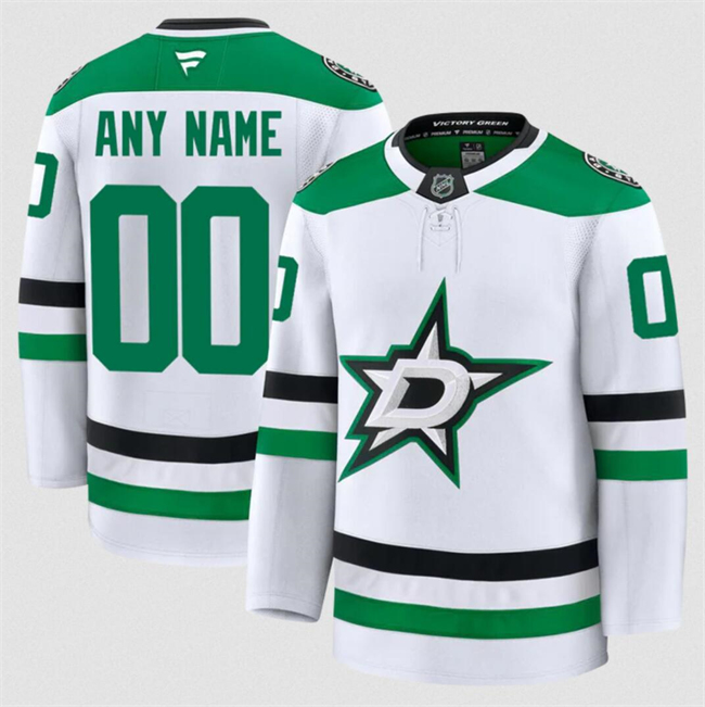 Customized Men's Dallas Stars White 2024-25 Away Stitched Hockey Jersey