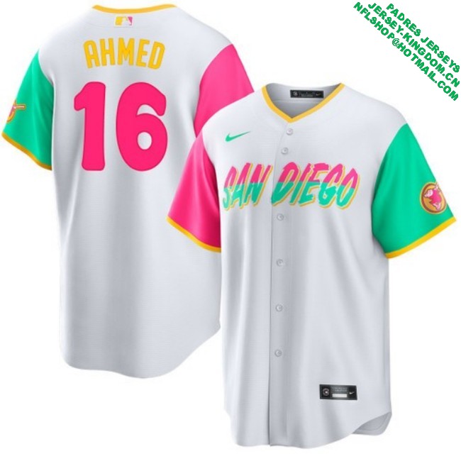 Nike Men's #16 Nick Ahmed San Diego Padres City Connect Stitched MLB Baseball Jersey - White