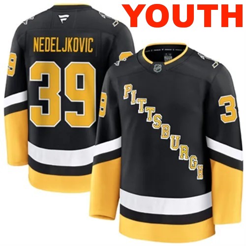 Youth Pittsburgh Penguins Fanatics Alex Nedeljkovic Authentic 2024-25 Alternate Black Stitched NHL Hockey Jersey