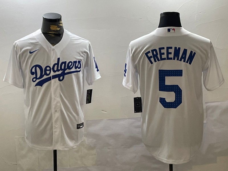 Men's Los Angeles Dodgers #5 Freddie Freeman Fashion White Cool Base Stitched Baseball Jersey