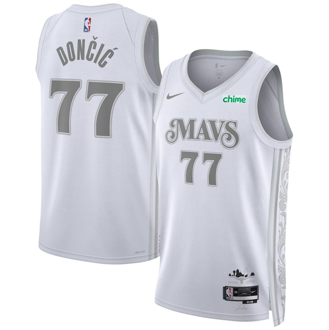 Men's Dallas Mavericks #77 Luka Dončić White 2024_25 City Edition Stitched Basketball Jersey