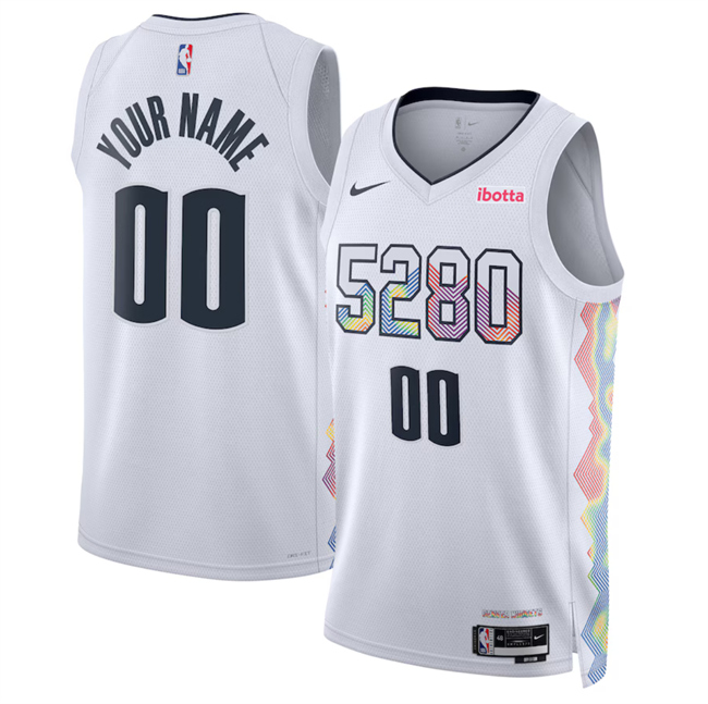 Men's Denver Nuggets Customized White 2024_25 City Edition Stitched Basketball Jersey