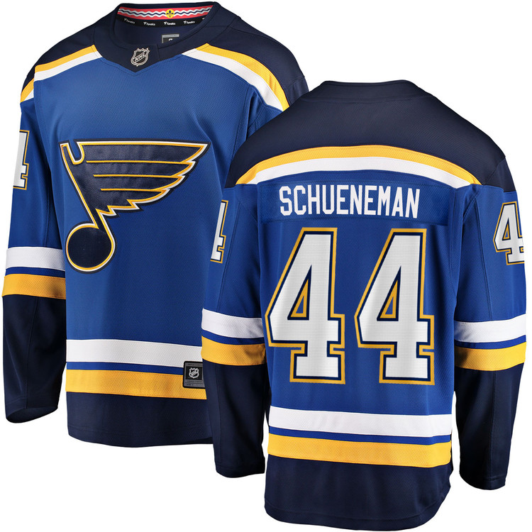 Men's #44 Corey Schueneman St. Louis Blues Home Royal Breakaway NHL NHL Jersey