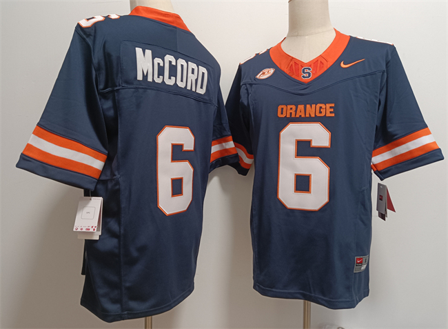 Men's Syracuse Orange #6 Kyle McCord Navy F.U.S.E. Stitched Football Jersey