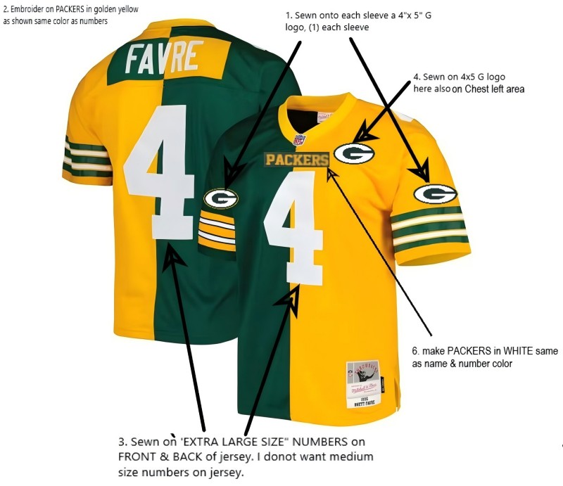 Men's Green Bay Packers Customized Name Number Green Gold 1996 Split Stitched Jersey