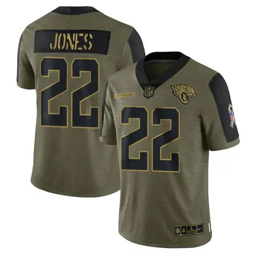 Men's Jacksonville Jaguars #22 Jarrian Jones Vapor Limited 2021 Salute to Service Olive Nike Stitched NFL Jersey