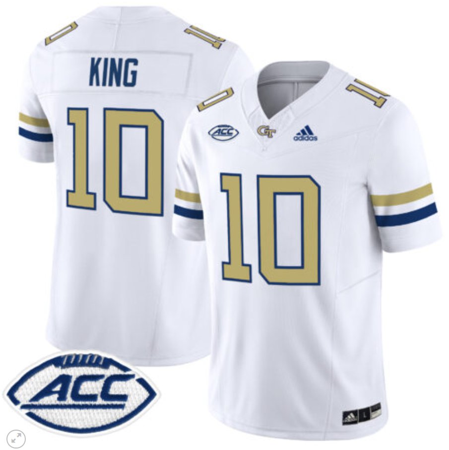 Men's Adidas Haynes King Jersey #10 Georgia Tech Yellow Jackets Vapor Limited Football White