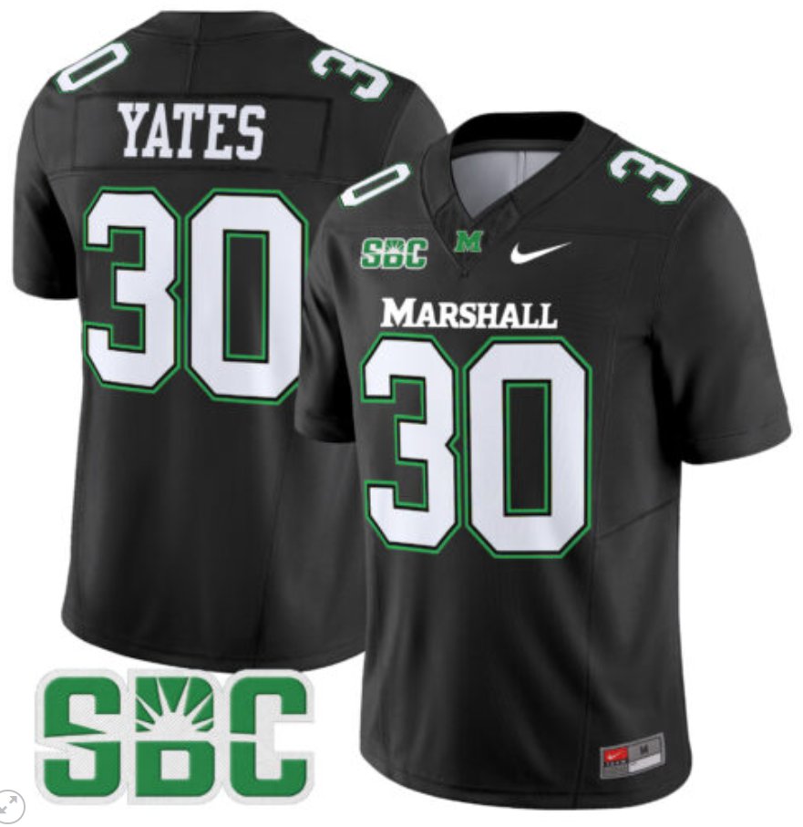 Men's Nike Jaden Yates Jersey #30 Marshall Thundering Herd Vapor Limited Football Black