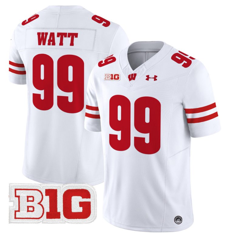 Men's JJ Watt Jersey #99 Wisconsin Badgers Vapor Football Stitched White