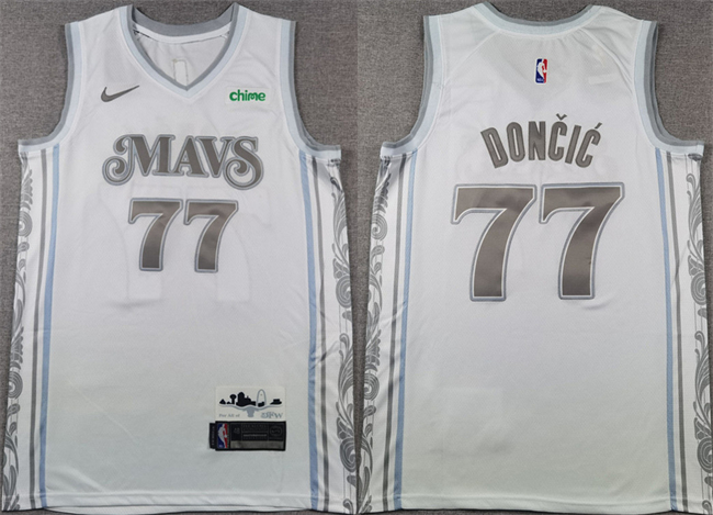 Men's Dallas Mavericks #77 Luka Dončić White 2024-25 City Edition Stitched Basketball Jersey