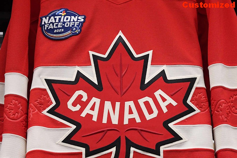 Customized Men's Name Number Canada Team Red 2025 4 Nations Face-Off Hockey Stitched Jersey