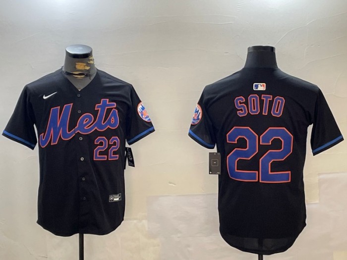 Men's New York Mets #22 Juan Soto Black Alternate Nike Limited Stitched Baseball MLB Jersey