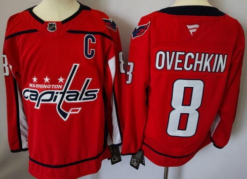 Men's Washington Capitals #8 Alex Ovechkin Red Authentic NHL Stitched Hockey Jersey