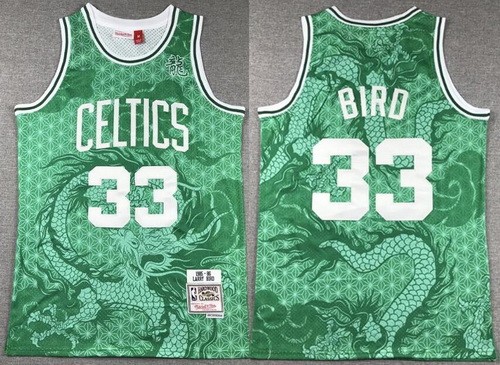 Men's Boston Celtics #33 Larry Bird Green Dragon Swingman Jersey