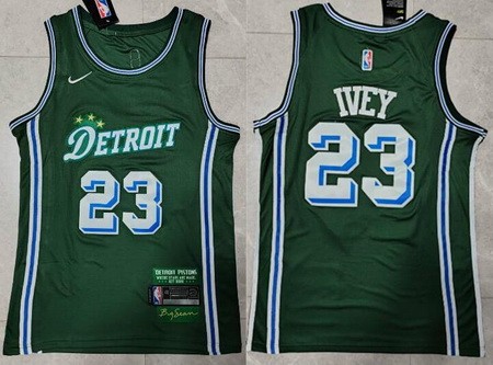 Men's Detroit Pistons #23 Jaden Ivey Green 2022 City Icon Swingman Jersey